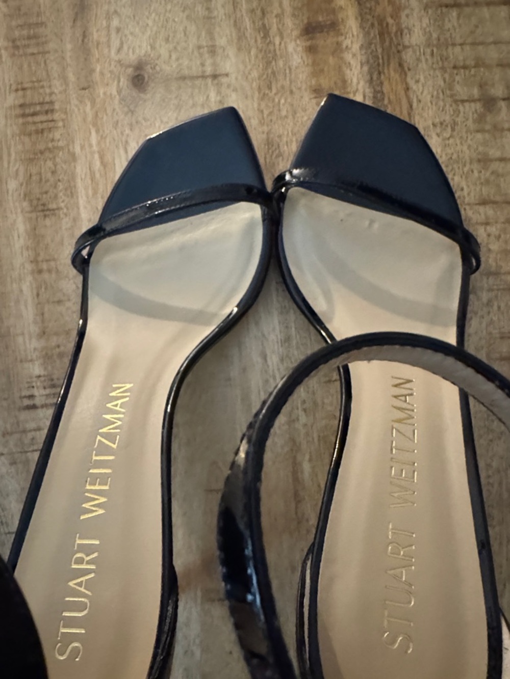 Stuart Weitzman Black Nudist II 75 Patent leather Ankle-Strap Heels 10B - Picture 5 of 7